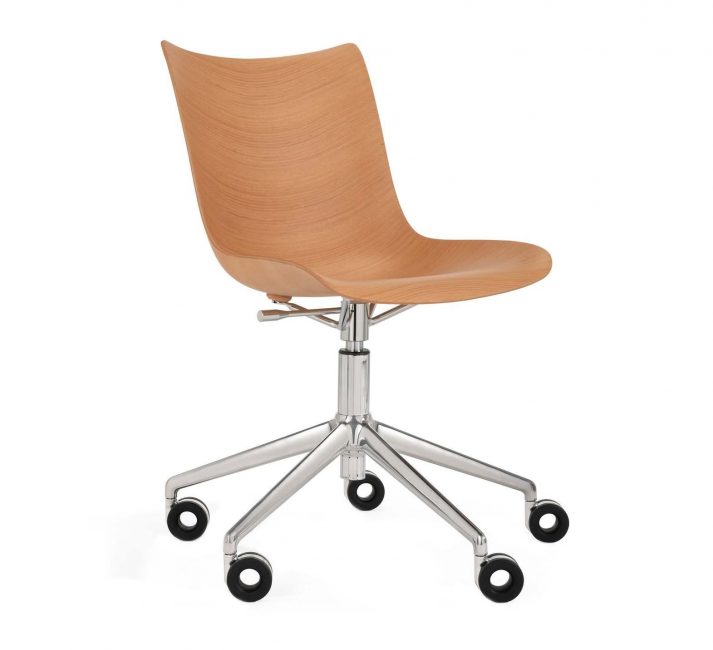 Kartell chaise à roulettes bois télétravail P/Wood design Philippe Starck